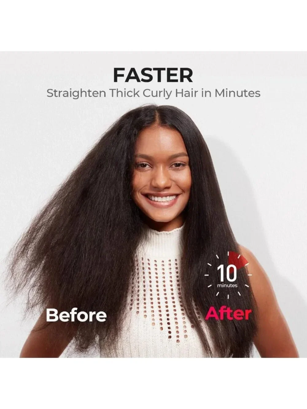 Ionic Hair Straightening Brush - Ceramic Hot Comb for Thick Curly Hair, 16
